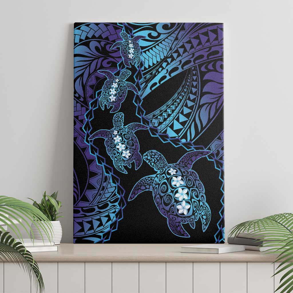 Polynesia Sea Turtle Day Canvas Wall Art Tribal Honu Plumeria Polynesian Pattern