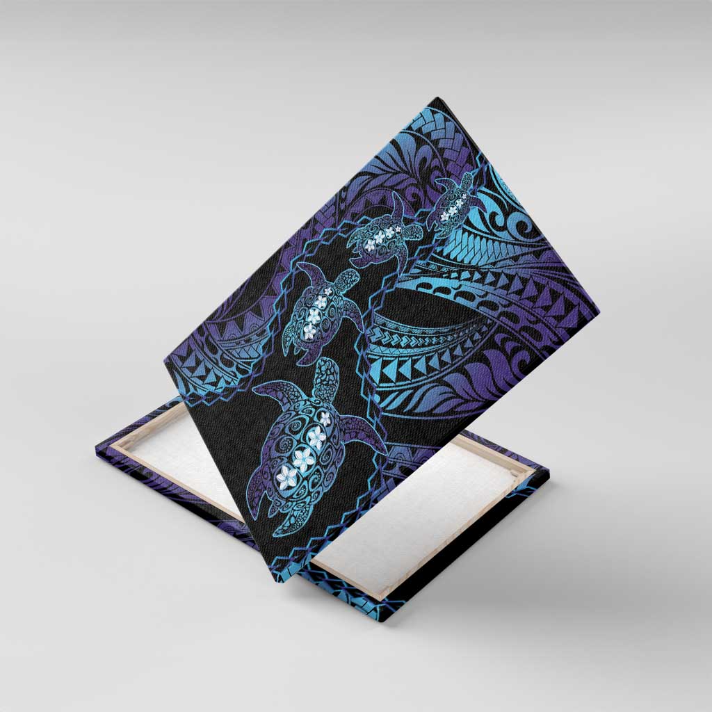 Polynesia Sea Turtle Day Canvas Wall Art Tribal Honu Plumeria Polynesian Pattern