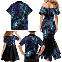 Polynesia Sea Turtle Day Family Matching Mermaid Dress and Hawaiian Shirt Tribal Honu Plumeria Polynesian Pattern