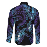 Polynesia Sea Turtle Day Family Matching Off The Shoulder Long Sleeve Dress and Hawaiian Shirt Tribal Honu Plumeria Polynesian Pattern