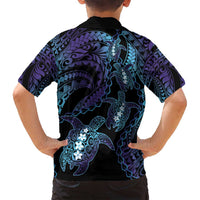 Polynesia Sea Turtle Day Family Matching Off Shoulder Short Dress and Hawaiian Shirt Tribal Honu Plumeria Polynesian Pattern