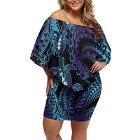 Polynesia Sea Turtle Day Family Matching Off Shoulder Short Dress and Hawaiian Shirt Tribal Honu Plumeria Polynesian Pattern