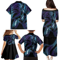 Polynesia Sea Turtle Day Family Matching Puletasi and Hawaiian Shirt Tribal Honu Plumeria Polynesian Pattern
