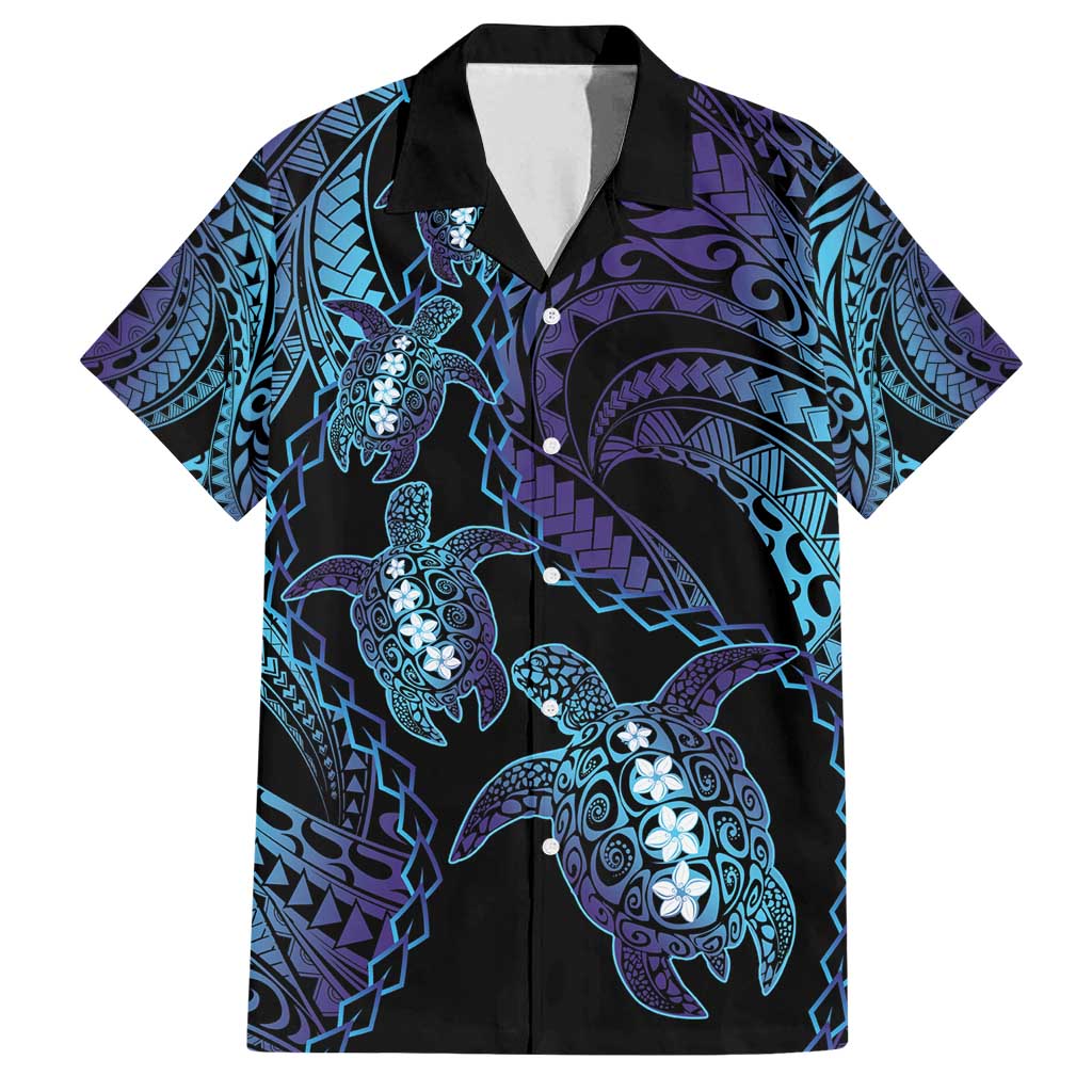 Polynesia Sea Turtle Day Family Matching Summer Maxi Dress and Hawaiian Shirt Tribal Honu Plumeria Polynesian Pattern