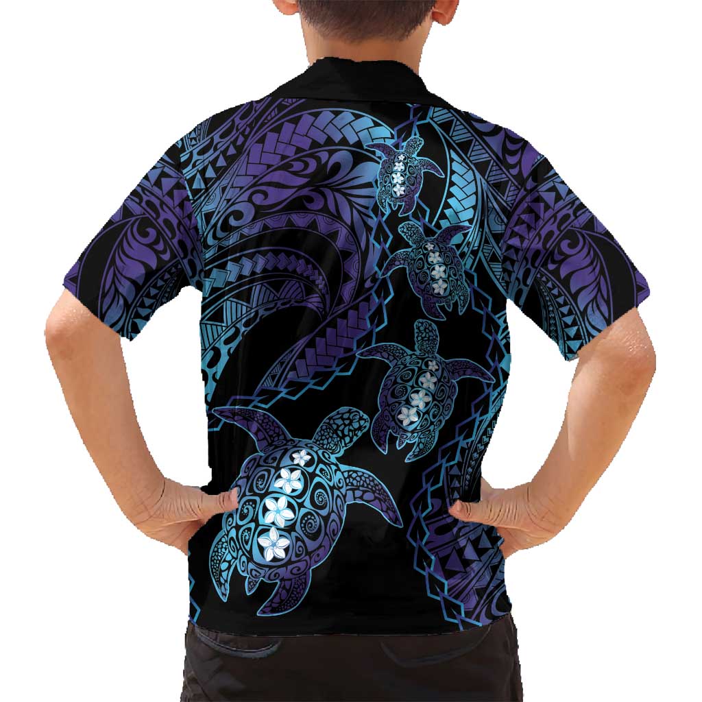 Polynesia Sea Turtle Day Family Matching Tank Maxi Dress and Hawaiian Shirt Tribal Honu Plumeria Polynesian Pattern