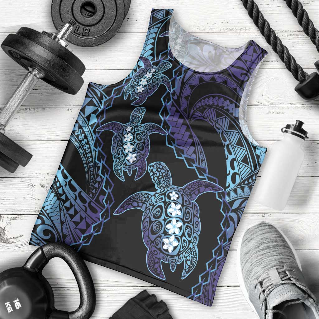 Polynesia Sea Turtle Day Men Tank Top Tribal Honu Plumeria Polynesian Pattern