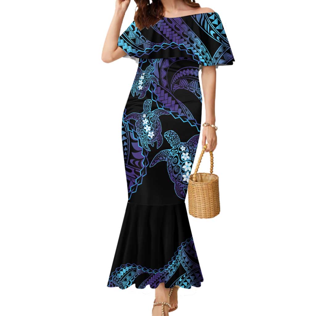 Polynesia Sea Turtle Day Mermaid Dress Tribal Honu Plumeria Polynesian Pattern