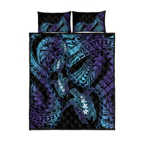 Polynesia Sea Turtle Day Quilt Bed Set Tribal Honu Plumeria Polynesian Pattern