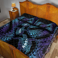 Polynesia Sea Turtle Day Quilt Bed Set Tribal Honu Plumeria Polynesian Pattern