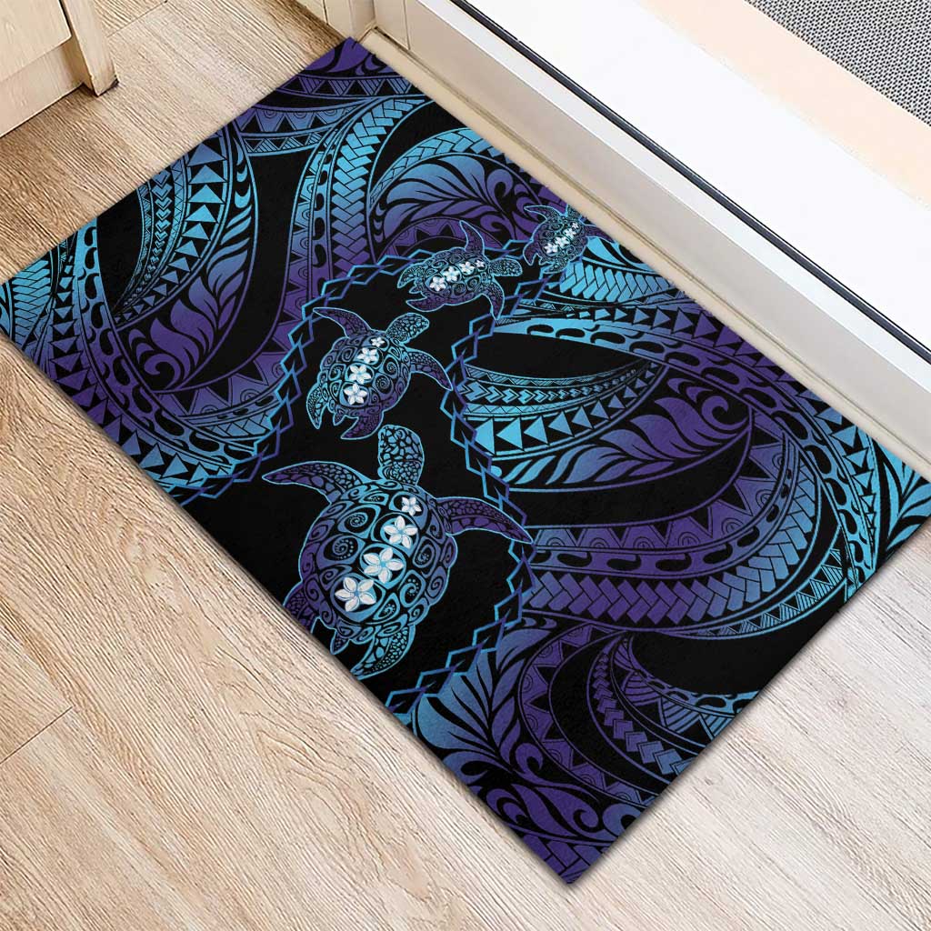 Polynesia Sea Turtle Day Rubber Doormat Tribal Honu Plumeria Polynesian Pattern