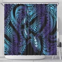 Polynesia Sea Turtle Day Shower Curtain Tribal Honu Plumeria Polynesian Pattern