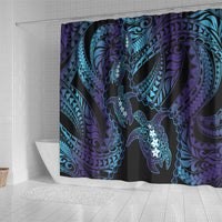 Polynesia Sea Turtle Day Shower Curtain Tribal Honu Plumeria Polynesian Pattern