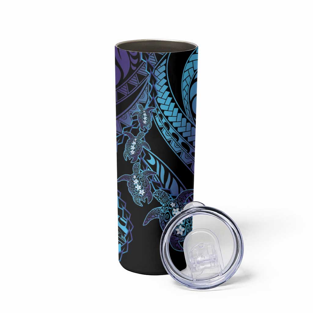 Polynesia Sea Turtle Day Skinny Tumbler Tribal Honu Plumeria Polynesian Pattern