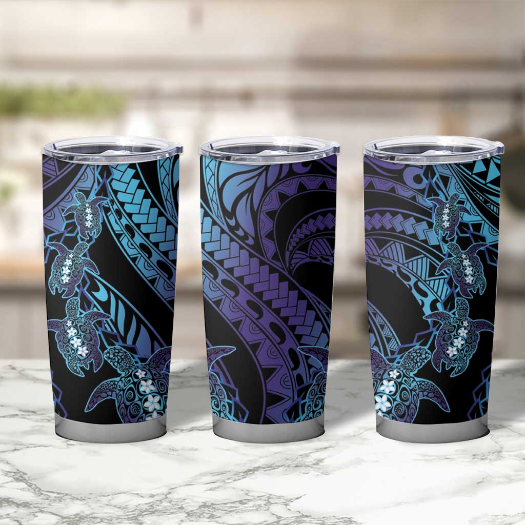 Polynesia Sea Turtle Day Tumbler Cup Tribal Honu Plumeria Polynesian Pattern