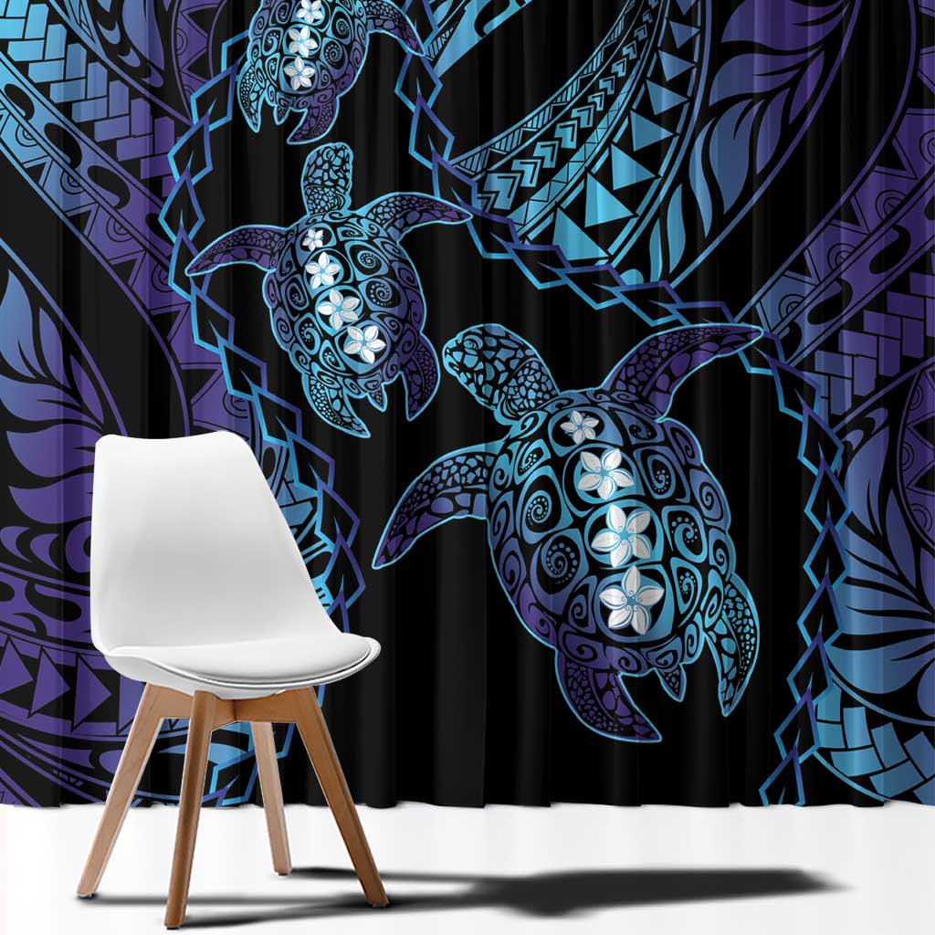 Polynesia Sea Turtle Day Window Curtain Tribal Honu Plumeria Polynesian Pattern
