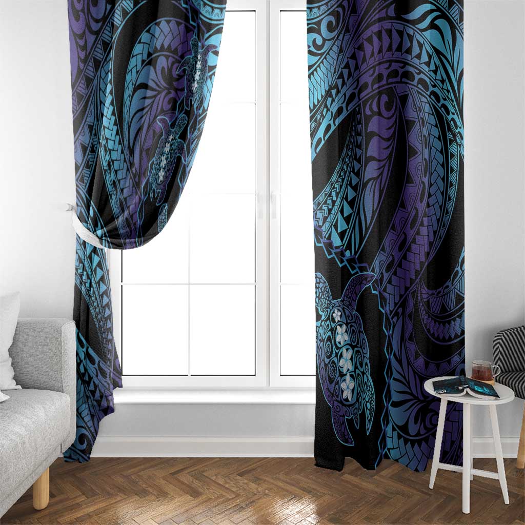 Polynesia Sea Turtle Day Window Curtain Tribal Honu Plumeria Polynesian Pattern