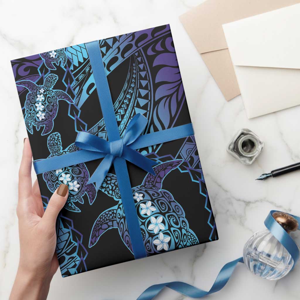 Polynesia Sea Turtle Day Wrapping Paper Tribal Honu Plumeria Polynesian Pattern - Polynesian Pride