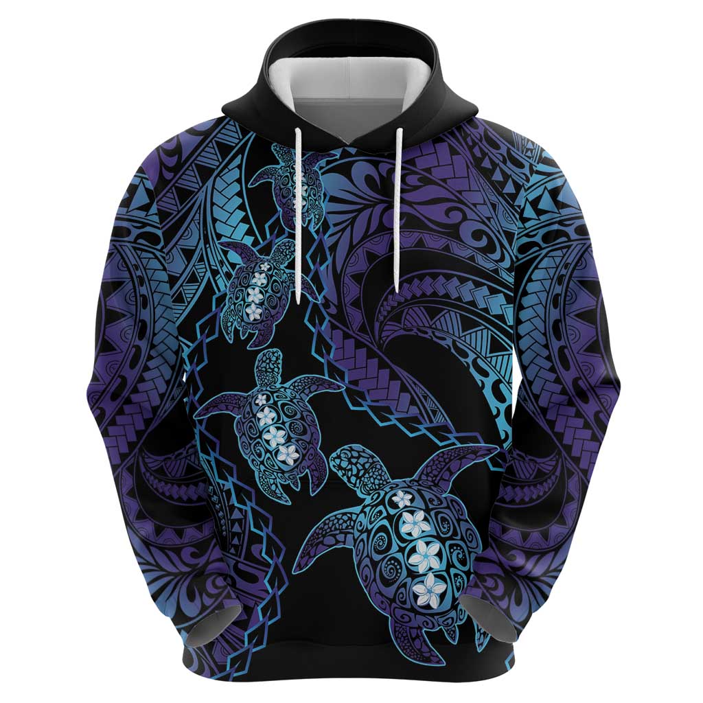 Polynesia Sea Turtle Day Zip Hoodie Tribal Honu Plumeria Polynesian Pattern