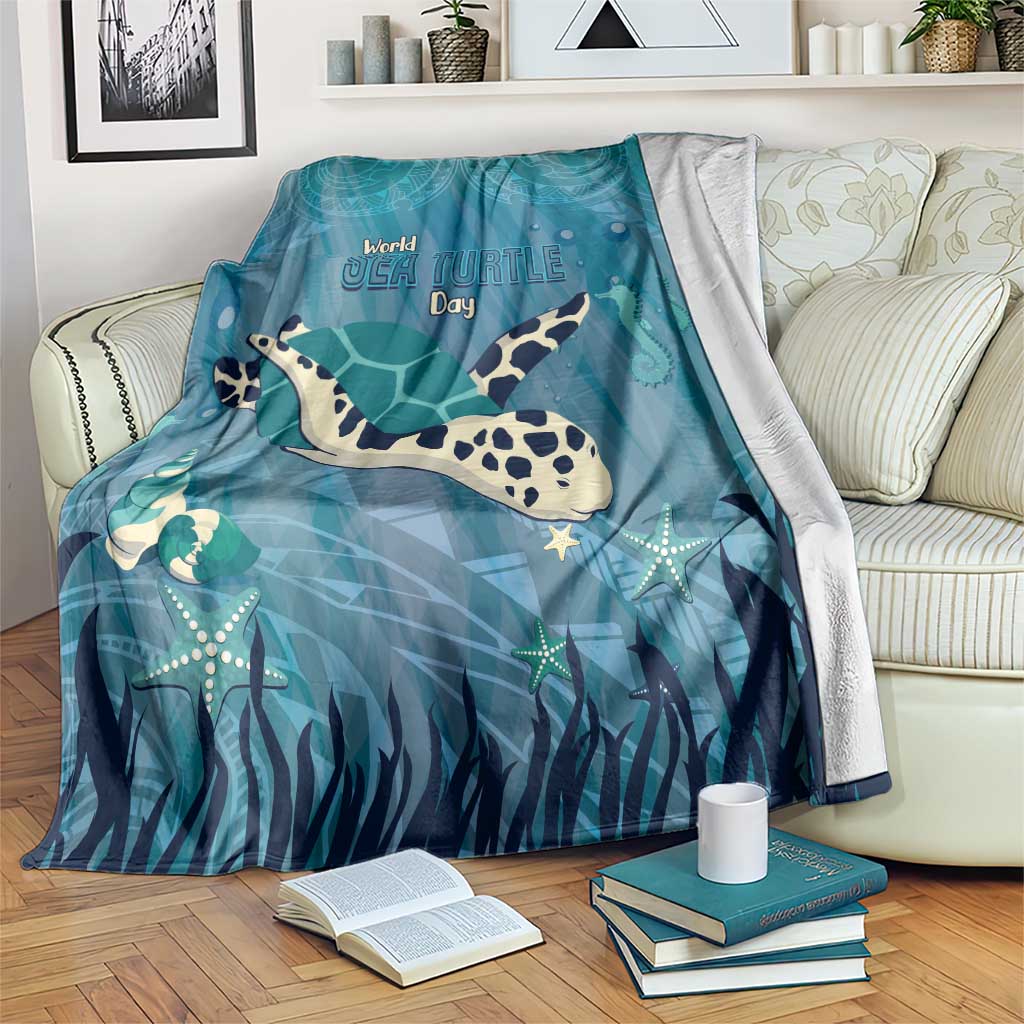 World Sea Turtle Day Polynesia Blanket Go With The Flow