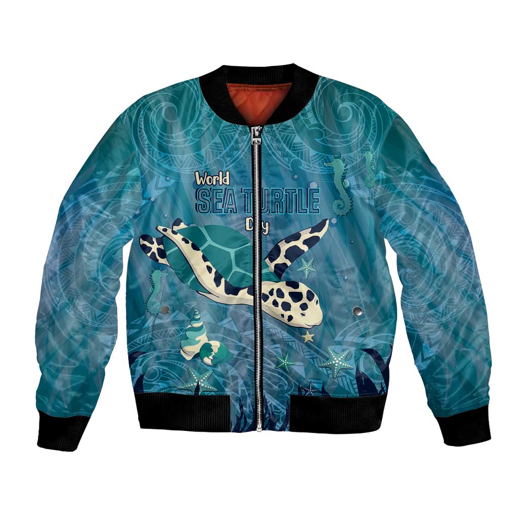 World Sea Turtle Day Polynesia Bomber Jacket Go With The Flow