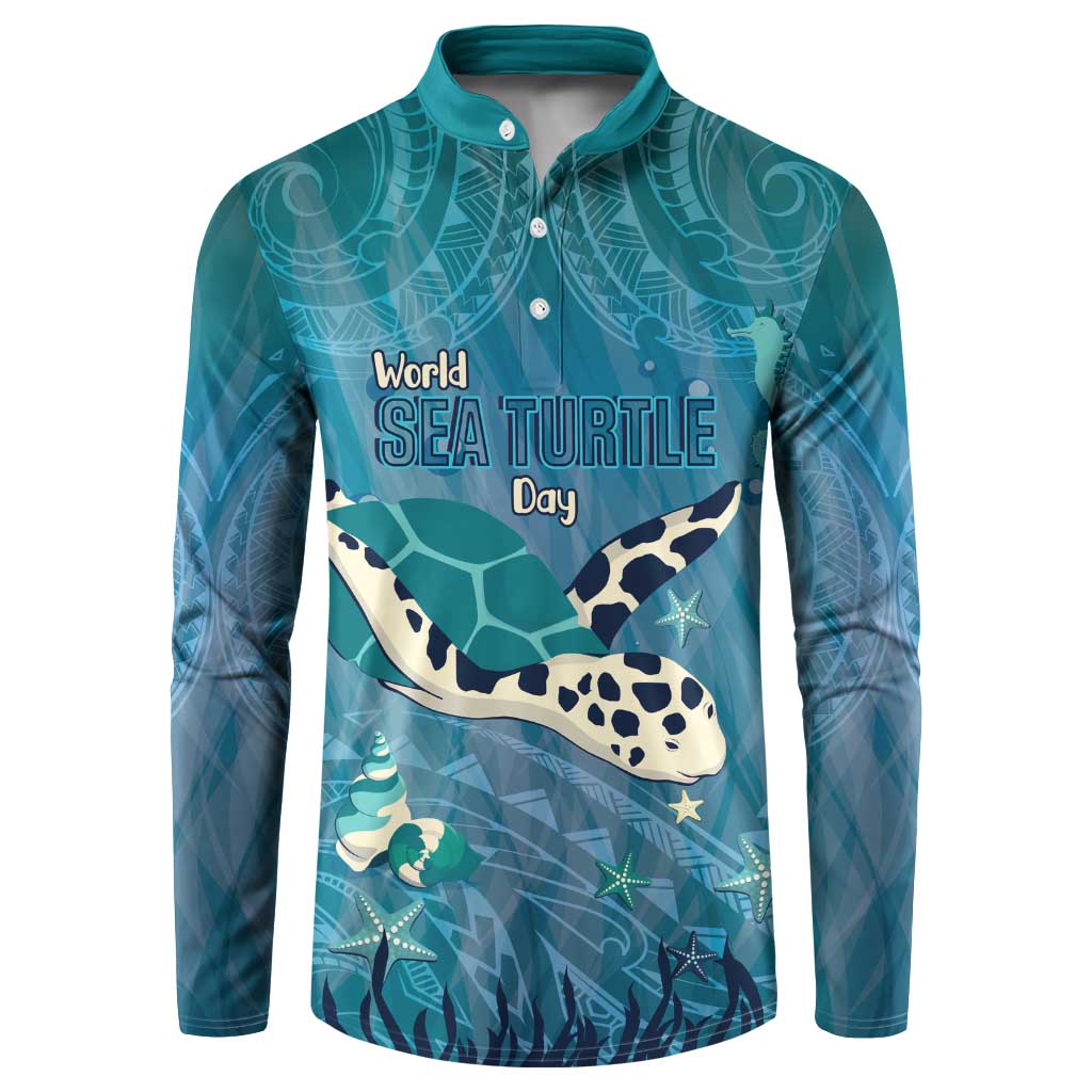 World Sea Turtle Day Polynesia Button Sweatshirt Go With The Flow