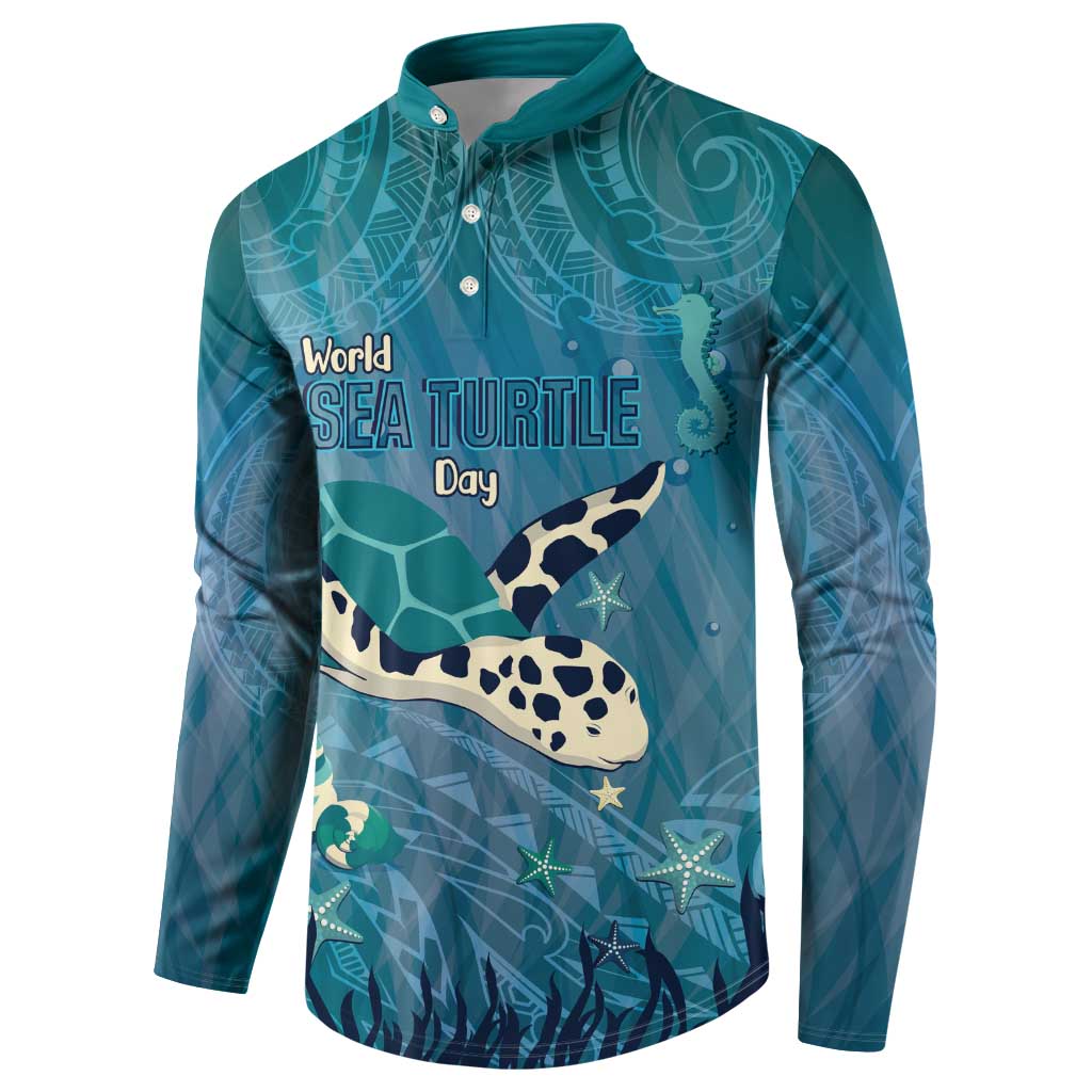 World Sea Turtle Day Polynesia Button Sweatshirt Go With The Flow
