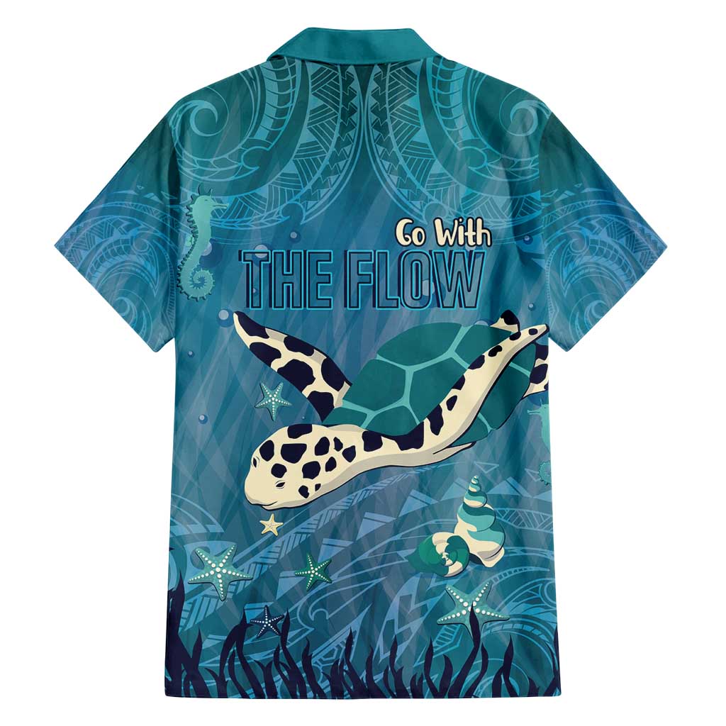 World Sea Turtle Day Polynesia Family Matching Off Shoulder Short Dress and Hawaiian Shirt Go With The Flow LT14 - Polynesian Pride