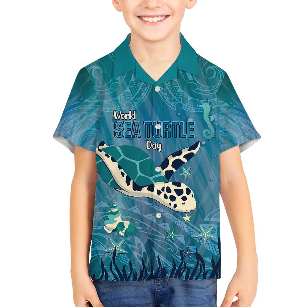 World Sea Turtle Day Polynesia Family Matching Summer Maxi Dress and Hawaiian Shirt Go With The Flow