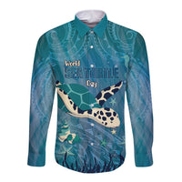 World Sea Turtle Day Polynesia Long Sleeve Button Shirt Go With The Flow