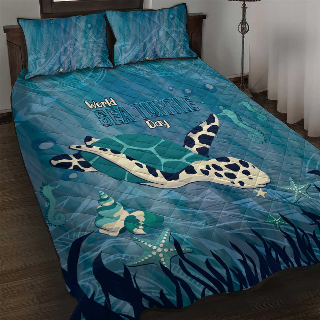 World Sea Turtle Day Polynesia Quilt Bed Set Go With The Flow