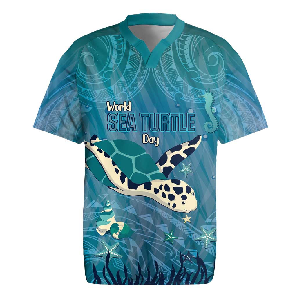 World Sea Turtle Day Polynesia Rugby Jersey Go With The Flow