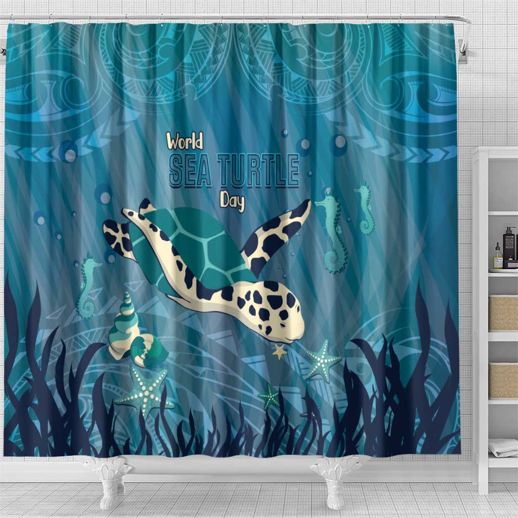 World Sea Turtle Day Polynesia Shower Curtain Go With The Flow