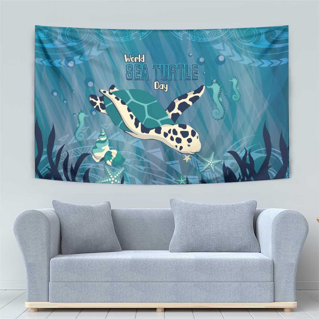 World Sea Turtle Day Polynesia Tapestry Go With The Flow