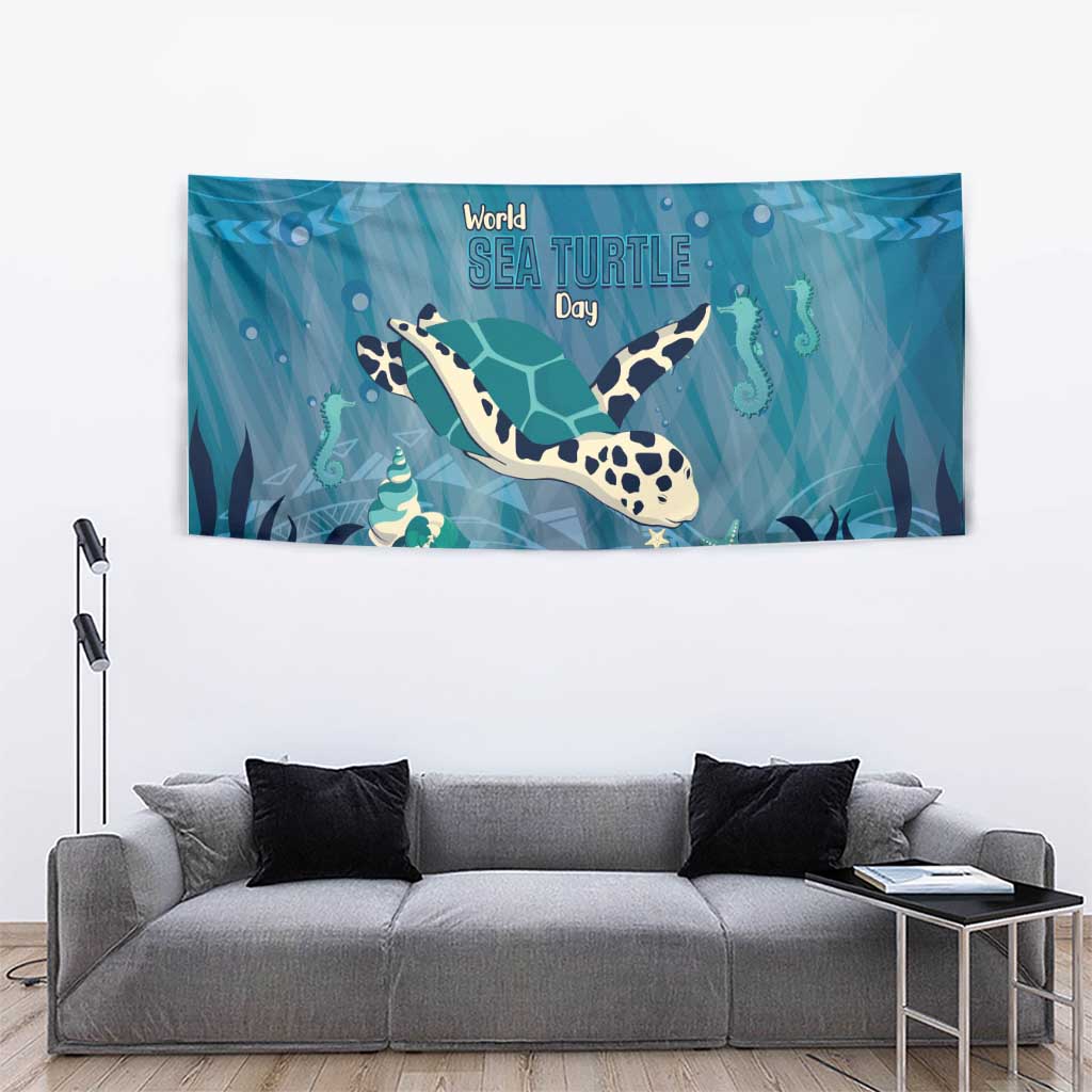 World Sea Turtle Day Polynesia Tapestry Go With The Flow