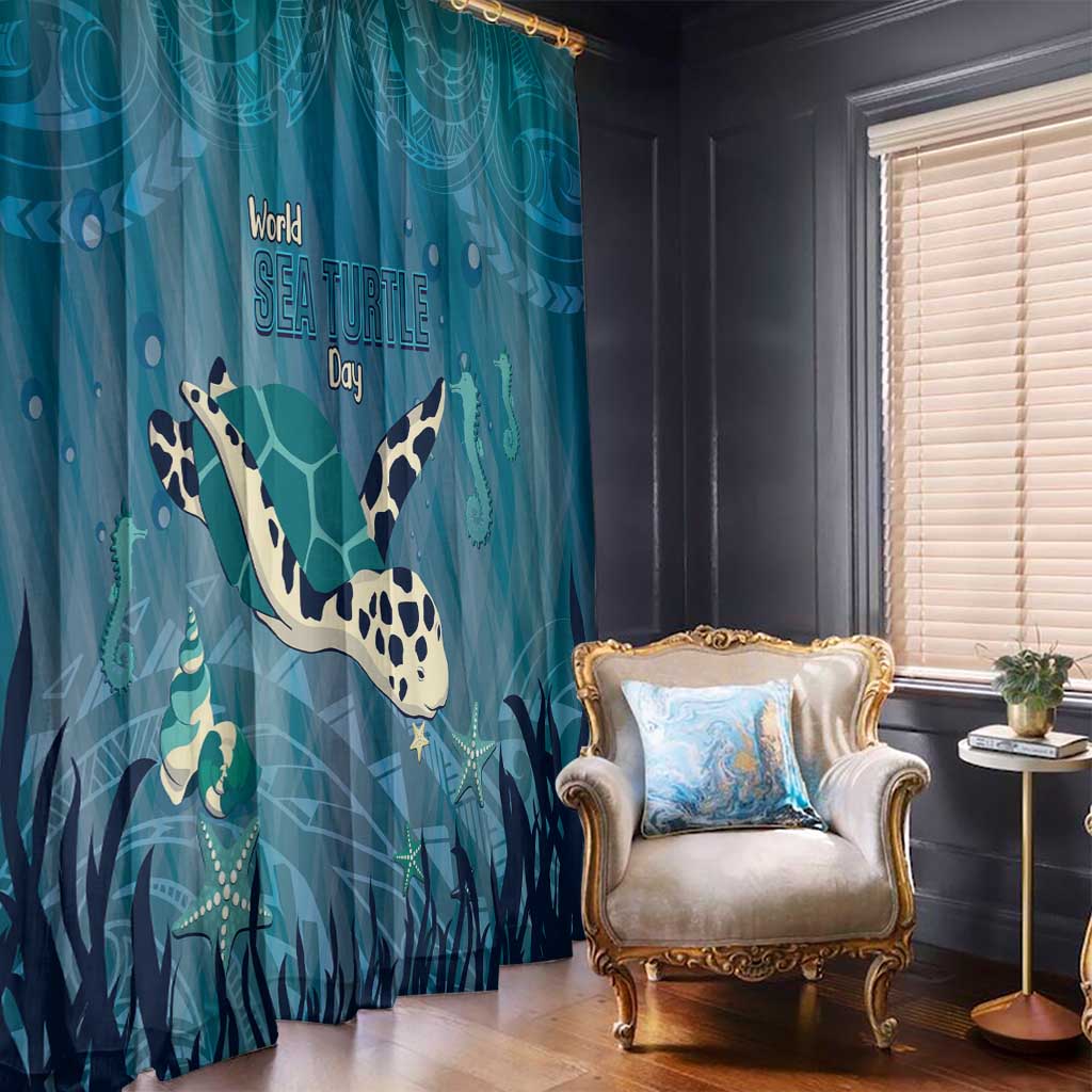World Sea Turtle Day Polynesia Window Curtain Go With The Flow