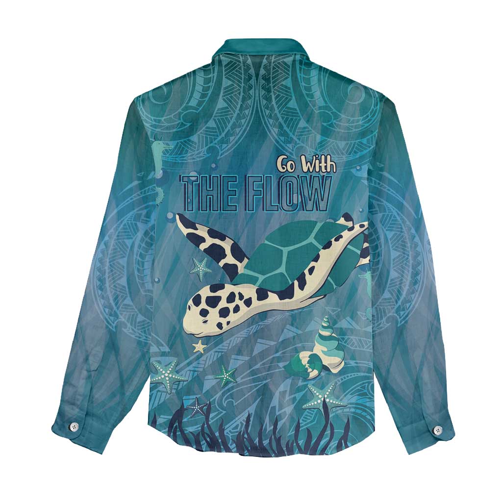 World Sea Turtle Day Polynesia Women Casual Shirt Go With The Flow