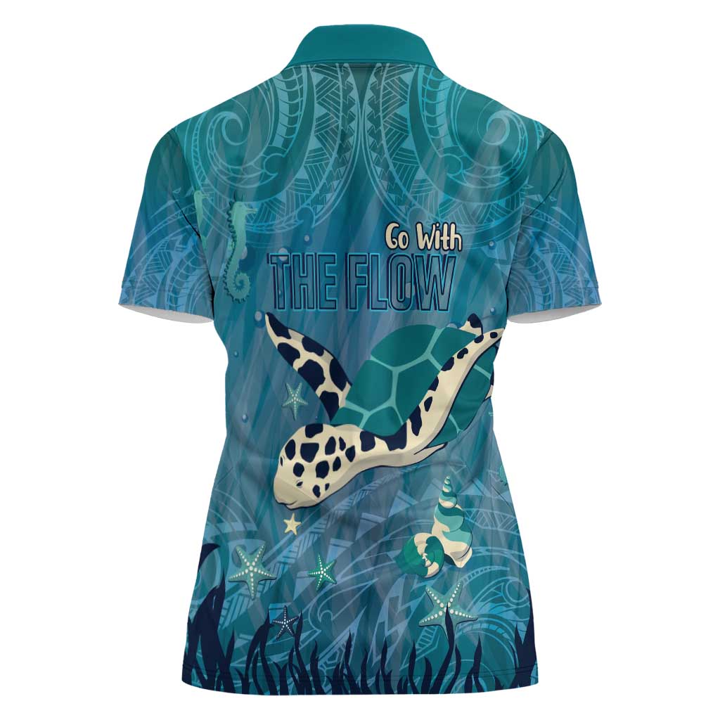 World Sea Turtle Day Polynesia Women Polo Shirt Go With The Flow