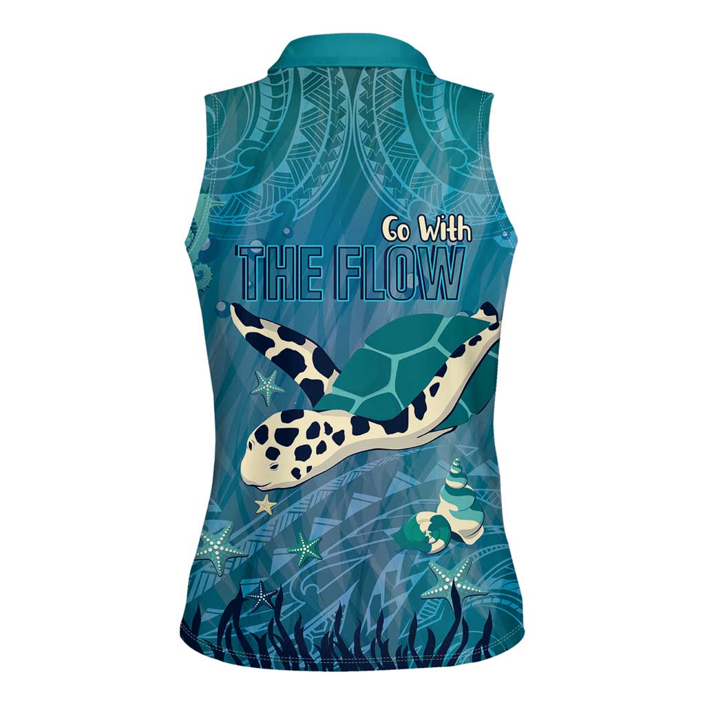 World Sea Turtle Day Polynesia Women Sleeveless Polo Shirt Go With The Flow