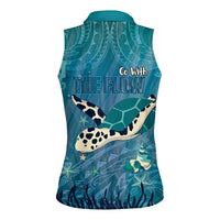 World Sea Turtle Day Polynesia Women Sleeveless Polo Shirt Go With The Flow