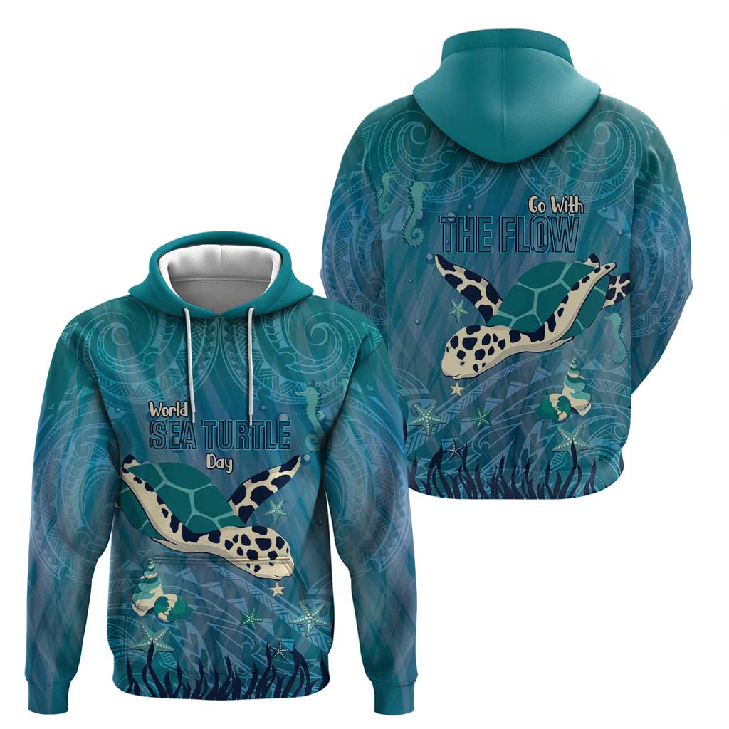 World Sea Turtle Day Polynesia Zip Hoodie Go With The Flow