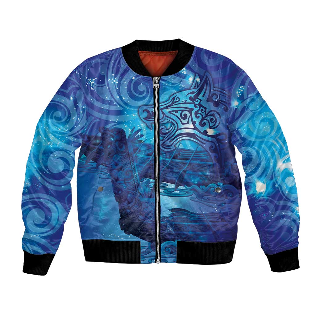 Kuri New Zealand Matariki Bomber Jacket Aotearoa Dog Waka Maori New Year Galaxy Vibes
