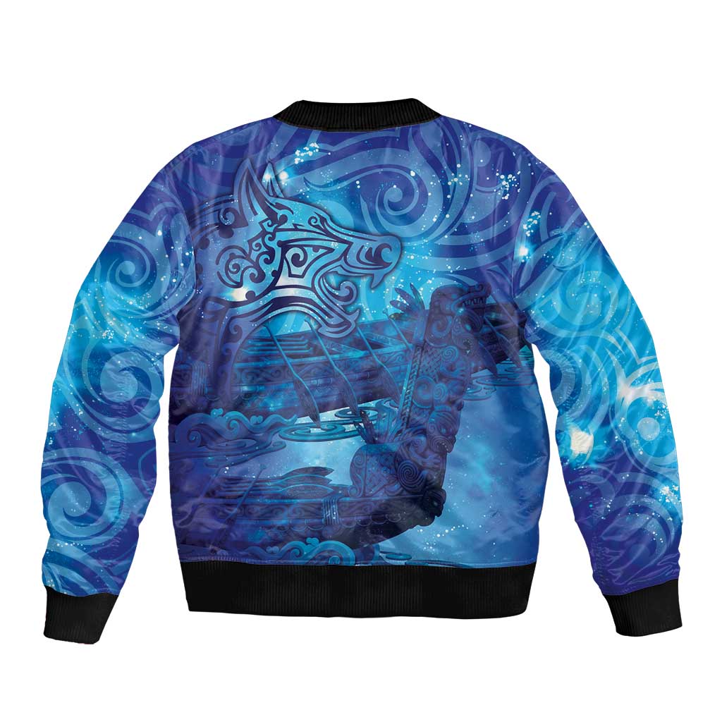 Kuri New Zealand Matariki Bomber Jacket Aotearoa Dog Waka Maori New Year Galaxy Vibes LT14 - Polynesian Pride