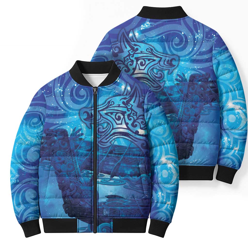Kuri New Zealand Matariki Bomber Puffer Jacket Aotearoa Dog Waka Maori New Year Galaxy Vibes LT14 - Polynesian Pride