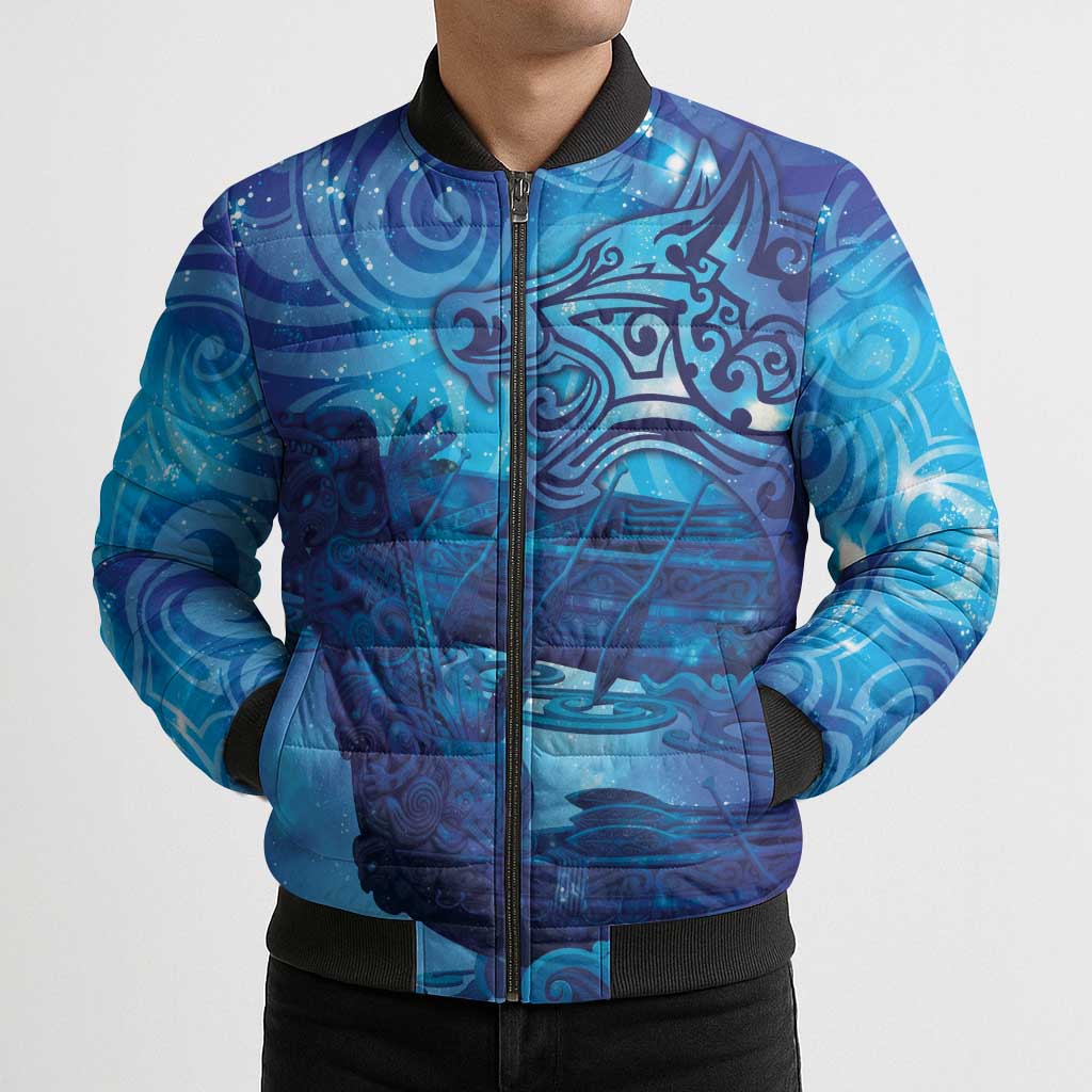Kuri New Zealand Matariki Bomber Puffer Jacket Aotearoa Dog Waka Maori New Year Galaxy Vibes LT14 - Polynesian Pride