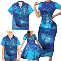Kuri New Zealand Matariki Family Matching Short Sleeve Bodycon Dress and Hawaiian Shirt Aotearoa Dog Waka Maori New Year Galaxy Vibes LT14 - Polynesian Pride
