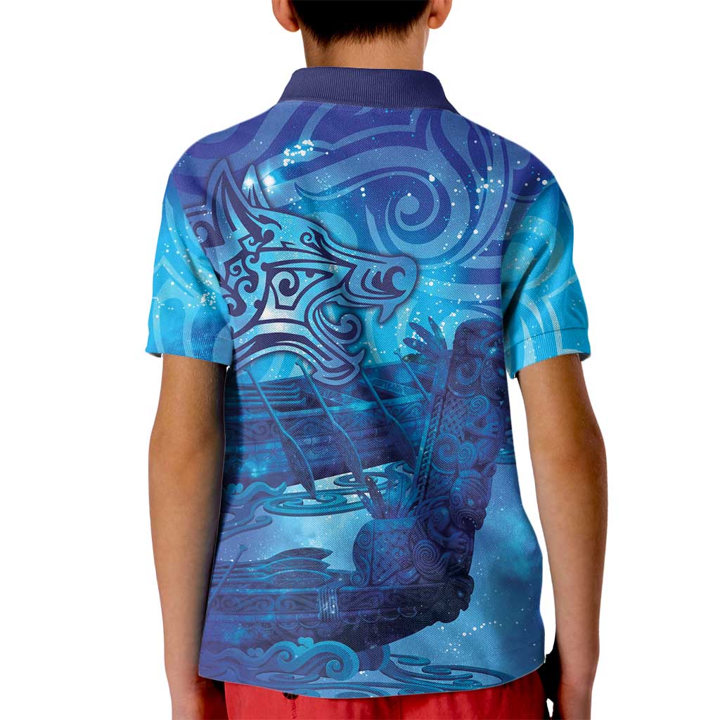 Kuri New Zealand Matariki Kid Polo Shirt Aotearoa Dog Waka Maori New Year Galaxy Vibes LT14 - Polynesian Pride