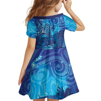 Kuri New Zealand Matariki Kid Short Sleeve Dress Aotearoa Dog Waka Maori New Year Galaxy Vibes LT14 - Polynesian Pride