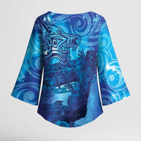 Kuri New Zealand Matariki Kimono Sleeve Blouse Aotearoa Dog Waka Maori New Year Galaxy Vibes
