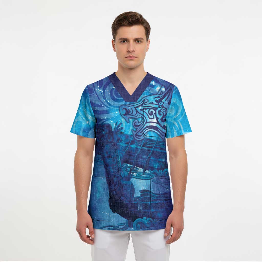 Kuri New Zealand Matariki Scrub Top Aotearoa Dog Waka Maori New Year Galaxy Vibes LT14 - Polynesian Pride