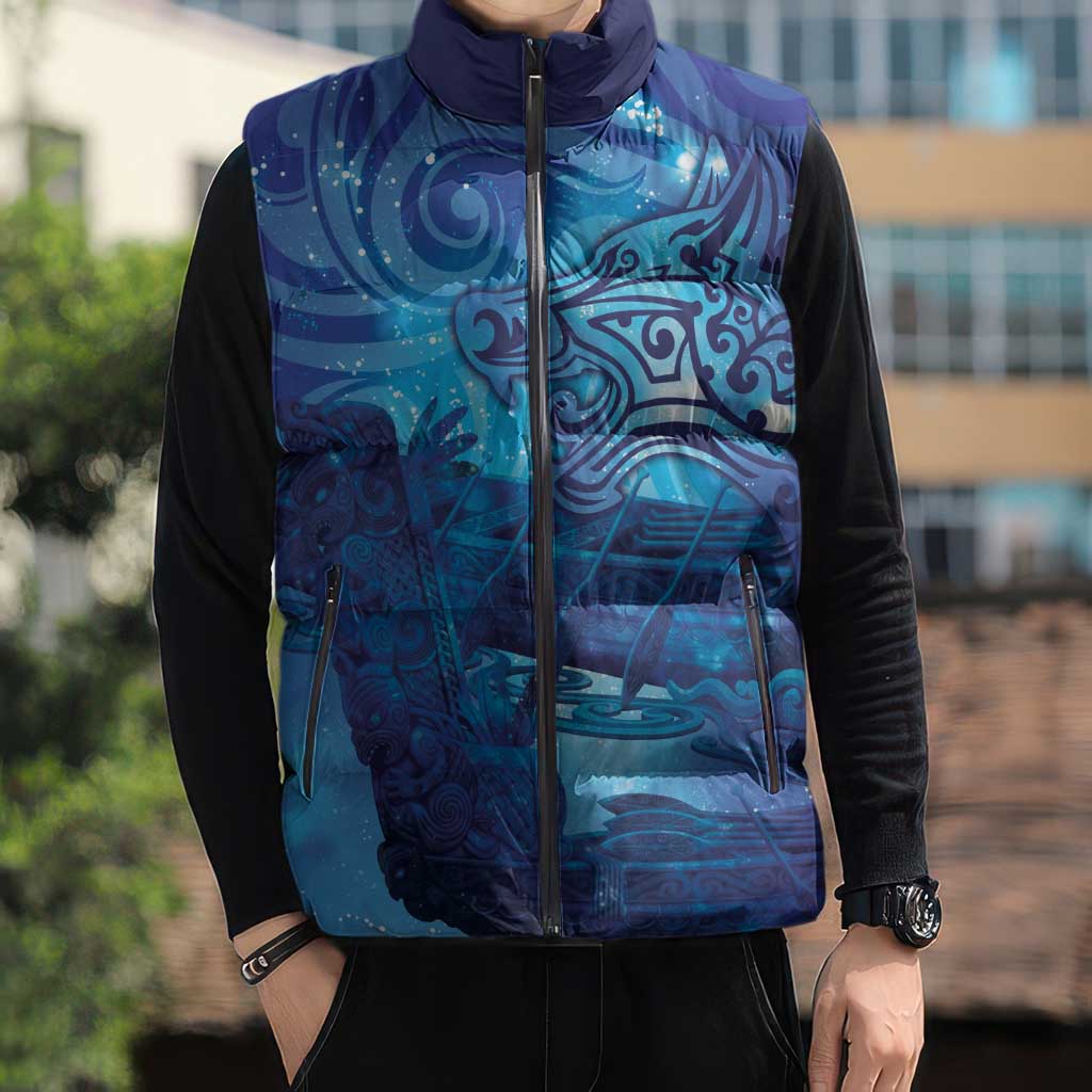 Kuri New Zealand Matariki Sleeveless Puffer Jacket Aotearoa Dog Waka Maori New Year Galaxy Vibes LT14 - Polynesian Pride